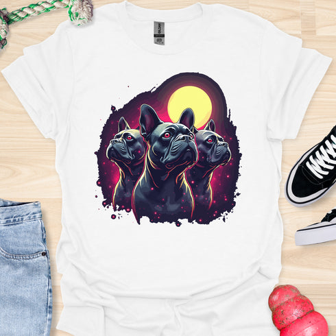 Bulldog & Moon - V2 - Stylish Red Eye T-Shirt